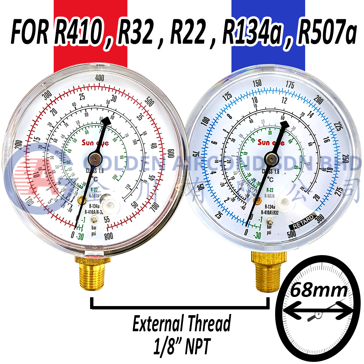 Sun Eye Meter Gauge R410, R32, R22, R134a, R507a