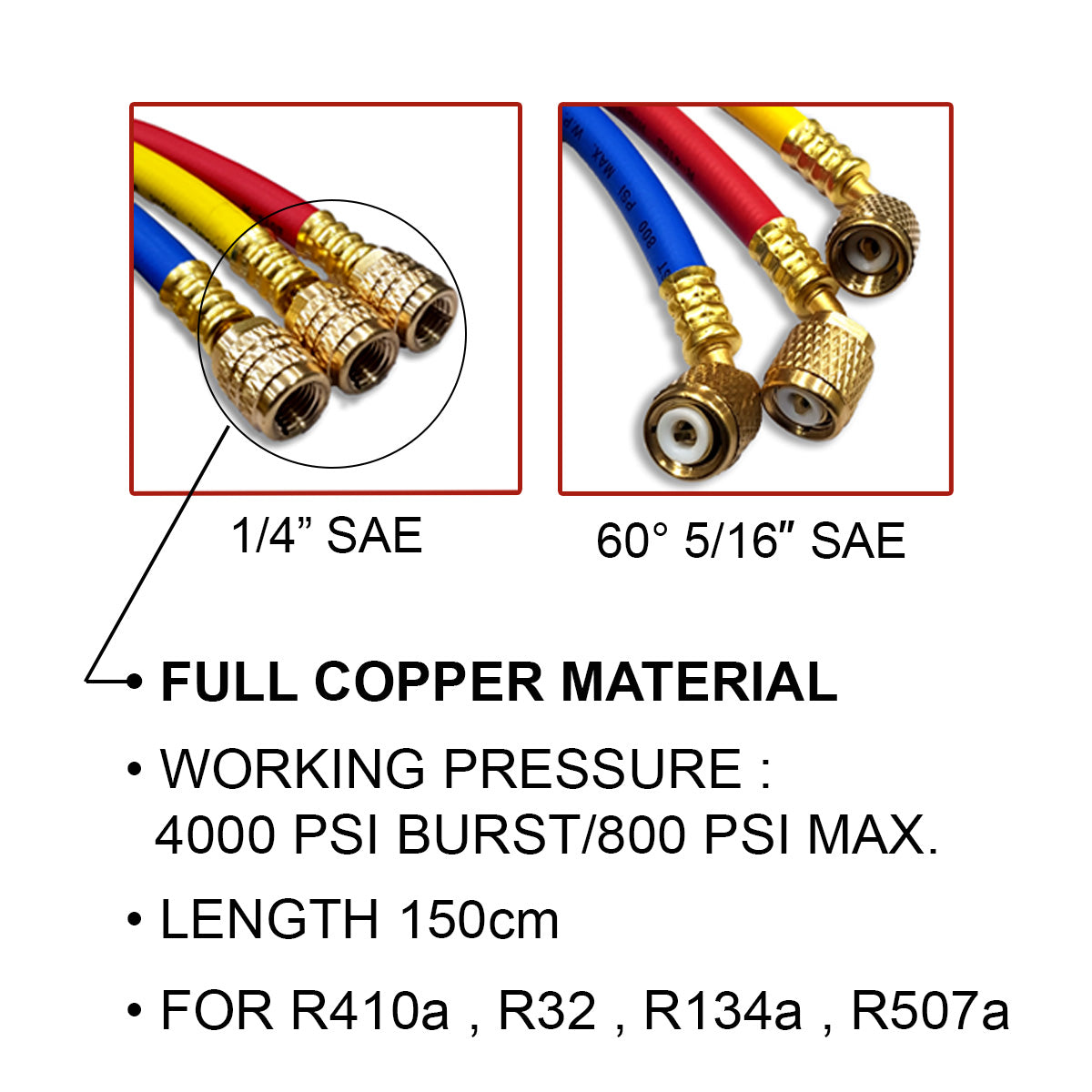 Sun Eye Charging Hose R410A, R22, R134A, R507A