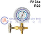 Sun Eye Meter Gauge 3 Ways R134a/22 - Copper
