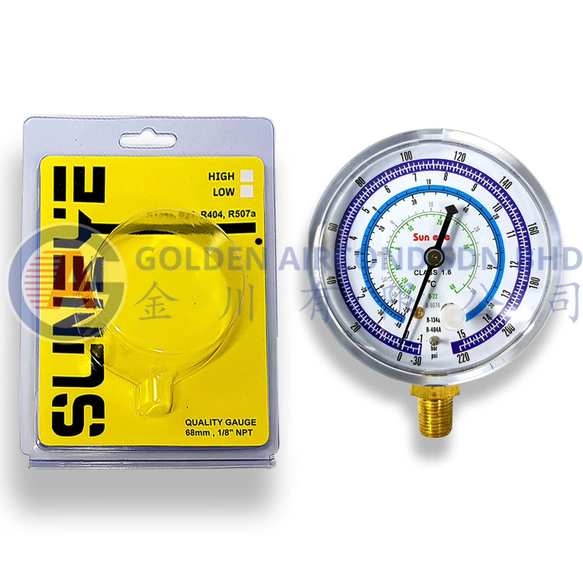 Sun Eye Meter Gauge R22/ R12/ R134A/ R404A - Low ( Blue )