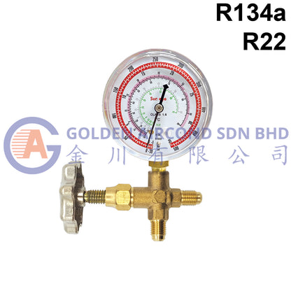 Sun Eye Meter Gauge 3 Ways R134a/22 - Copper