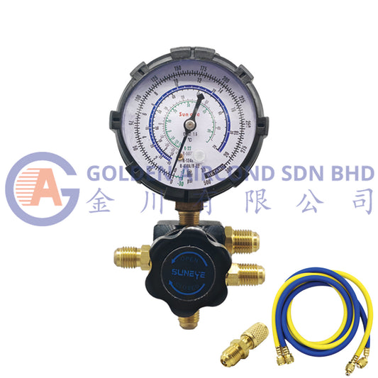 Sun Eye Single Manifold Aluminium Low ( Blue ) – R410/32, R134A, R507